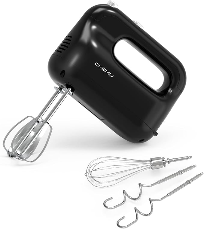 Hand Mixer | 5-Speed Control | 400-Watt Motor | Stainless Steel Attachments | Lightweight & Compact Design | BPA-Free | Black