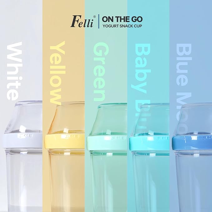 Felli On the Go Yogurt Parfait Snack Cup 12 oz with Spoon & Lid, 100% Leak Proof Granola Holder for To Go Breakfast Cereal Fruit Overnight Oats Container Reusable, Travel Hiking Camping (2, White)