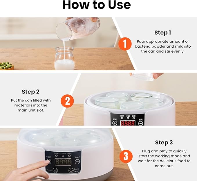 Yogurt Maker with Adjustable Time Control,Automatic Digital Yoghurt Maker Machine with 5 glass Jars&1.2L Stainless Steel Inner Pot for Home Organic Yogurt,Natto and Rice Wine