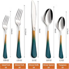 20 Piece Green and Orange 18/0 Flatware Utensil Set for 4, Include Dinner Knife,Dinner Forks,Dinner Spoons,Salad Forks,Teaspoons,Silverware Set for 4, Dishwasher Safe
