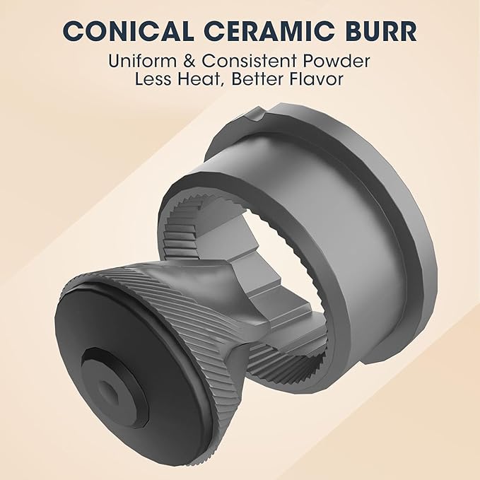 First Grind-While-Charging Rechargeable Coffee Grinder, 1.7X Faster Grinding with 38 External Adjustable Settings, Conical Ceramic Burrs & 2000mAh Battery, Portable for Travel, Camping, etc.