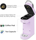 CHULUX Slim Single Serve Coffee Maker for K Pods, One Cup Coffee Maker Fits 7.3" Travel Mugs, Coffee Machine with 6 to 12oz Brew Sizes, Lavender