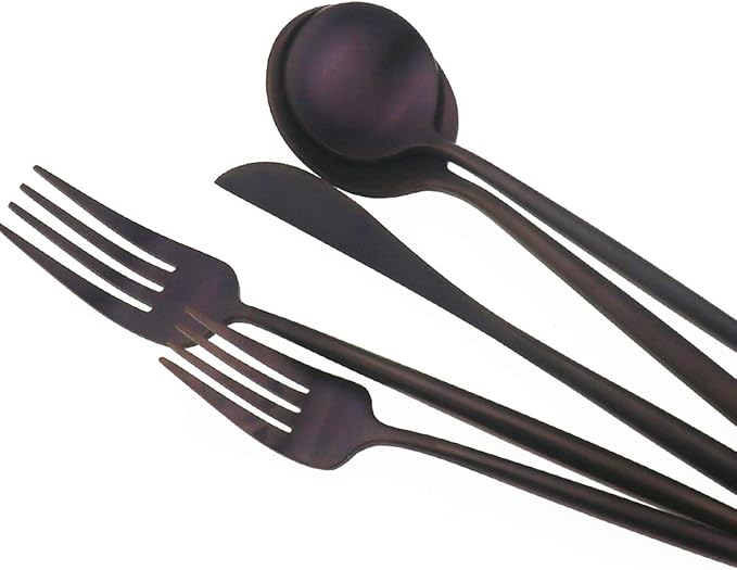 Gugrida 20-Piece 18/10 Stainless Steel Flatware Silverware, Luxury Dinnerware Set Travel Cutlery Tableware Include Knife Fork Spoon Service for 4,Healthy & Eco-Friendly Dishwasher Safe (Purple Matte)