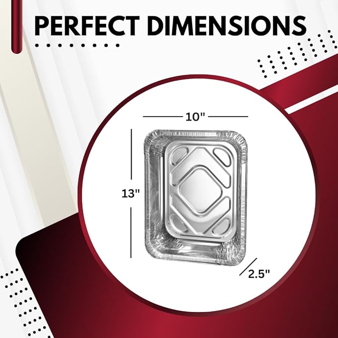 Green Direct Disposable Aluminum Foil Baking Pans with Lids 9x13 Inch | Heavy Duty Half Size Roasting Pan for Oven, Freezer, or Catering Use - for Cooking, Baking & Food Storage (10-pack)