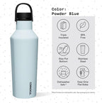 Corkcicle Sport Canteen Insulated Tumbler, Powder Blue, 32 oz – Reusable Water Bottle Keeps Beverages Cold for 25 Hours & Hot 12 Hours – Cupholder Friendly Tumbler with Screw-On Cap