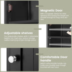 Iwell Tall Black Bathroom Cabinet with 2 Doors and 1 Drawer, Bathroom Storage Cabinet with Adjustable Shelves, Narrow Storage Unit for Living Room, Entryway, Kitchen, Black