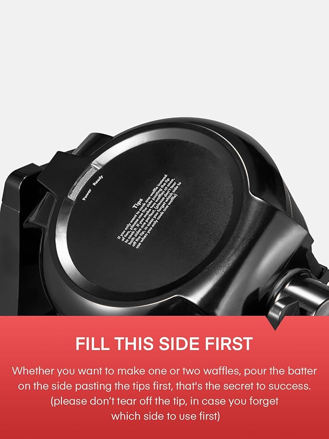 Waffle Maker, 1400W Double Belgian Waffle Iron 180° Flip, 8 Slices in 3 Mins, Rotating & Nonstick Plates, Anti-Scald, Removable Drip Tray Easy to Clean, Cool Touch Handle, Space-Saving Storage(Black)