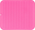 Silicone Dish Drying Mat for Multiple Usage,Easy clean,Eco-friendly,Heat-resistant Silicone Mat for Kitchen Counter or Sink,Refrigerator or Drawer Liner Rose XL 18 inches x 16 inches