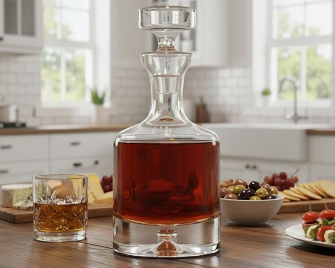 Ravenscroft Crystal | Elegant European-Made Hand-Blown Taylor Decanter w/Stopper | 100% Lead-Free Crystalline | 35 FL Oz | Gift-Boxed