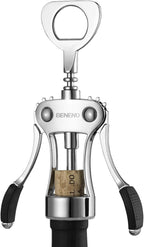 Beneno Wine Opener, Zinc Alloy Premium Wing Corkscrew with Multifunctional Bottles Opener, Sharp Wine Corkscrew with Ergonomic Non-Slip Wing Handle, Upgrade