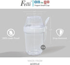 Felli On the Go Yogurt Parfait Snack Cup 12 oz with Spoon & Lid, 100% Leak Proof Granola Holder for To Go Breakfast Cereal Fruit Overnight Oats Container Reusable, Travel Hiking Camping (2, White)