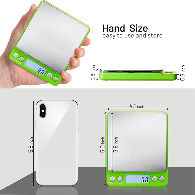 Fuzion Digital Scale .1 Gram Accuracy, 3000g Mini Food Scales for Herb, Spice, Jewelry, Gold, Small Food Scale - Weight Gram and Oz