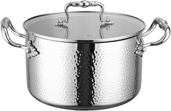 Stainless Steel Stock Pot with Visible Lid for Pasta, Soup, Spaghetti, Nonstick Thick Bottom Stockpot, Induction Pasta Pot Compatible with All Cooktops, Dishwasher Safe,7QT