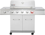 Royal Gourmet 5-Burner Propane Gas Grill with Side Burner, Stainless Steel Barbeque Grills, Silver, GA5404S