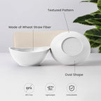Wheat Straw Bowls Set of 4, Unbreakable Plastic Bowls Reusable, Microwave Safe Cereal Bowl for Camping, RV, Apartment, Party, Kitchen Bowl for Serving, Eating, Soup, Popcorn (26 OZ, White)