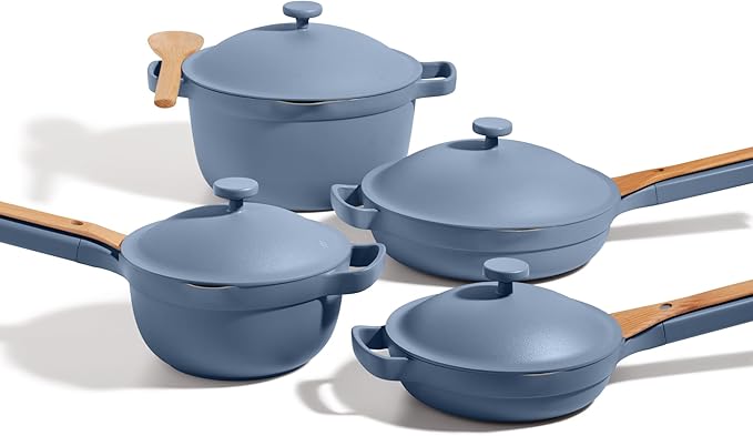 Our Place Cookware Set - Complete 13-Piece Set Including Always Pan 2.0, Mini Always Pan, Perfect Pot, and Mini Perfect Pot | Multifunctional, Toxin-Free Nonstick | Replaces 36 Pieces | Blue Salt