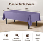 Exquisite 12-Pack Premium Plastic Tablecloth 54in. x 108in. Rectangle Table Cover - Lavender