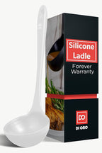 DI ORO Silicone Ladle – Soup Ladle for Cooking & Serving Heat-Resistant - Large Kitchen Soup Ladle Nonstick Cookware Safe - Soup Serving Spoon with Wide Bowl - Silicone Utensil Dishwasher Safe (Stone)