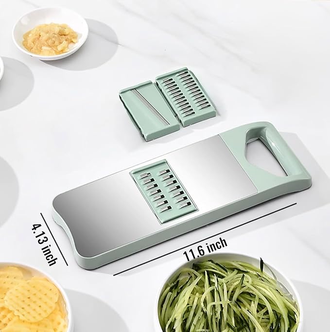3-Blade Mandoline Slicer for Kitchen,Stainless Steel Slicer Vegetable Cutter, Carrot Shredder, Kitchen Grater(Seafoam green, 3-in-1)
