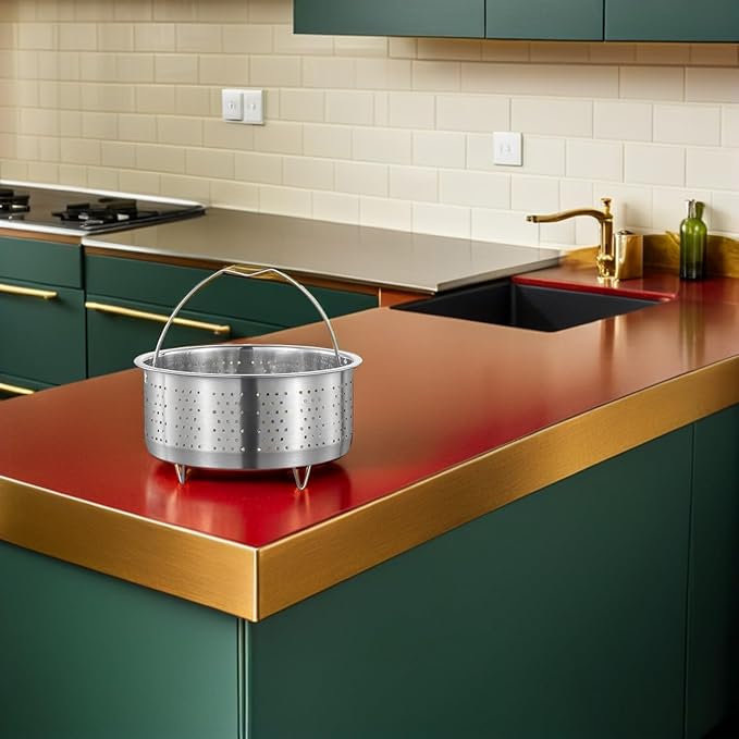 UPKOCH Stainless Steel Vegetable Steamer Basket for Cooking, 6.88 Inch Steaming Basket for Pot, Dumplings, Veggies, Rice, Seafood, Home and Restaurant Use