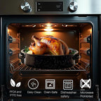 Turkey Roaster Pan 18in Roasting Pan With Lid Enamel Carbon Steel Roaster Pot with 16in Inner Diameter,18 Pound Large Capacity High Temperature Resistance Oval Cookware