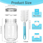 16 oz Glass Mason Jars, 15 Pack Regular Mouth Glass Canning Jars with Silver Aluminum Lids and Bands, Airtight Jam Jars for Food Storage, Pickling, Fermenting, Honey, Jelly, DIY Candles Decor