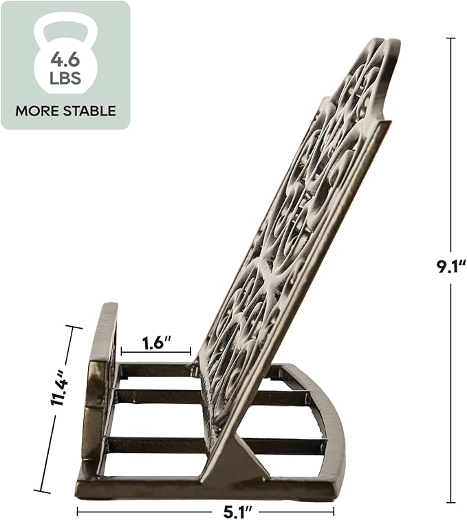 JOGREFUL Cookbook Stand, Cast Iron Heavy-Duty Recipe Book Holder, Kitchen Vintage Recipe Book Holder, Reading Rest Holder for Easel/Counter/Books/Magazine/iPad/Bible, Classic Coffee Gold