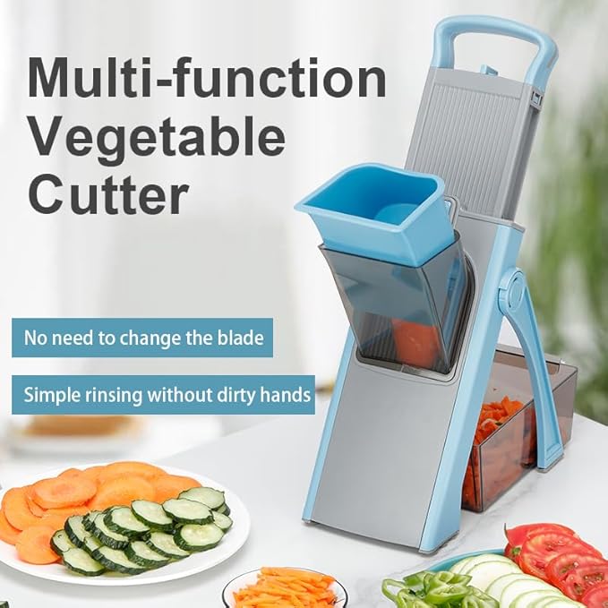 Upgrade Safe Mandoline Slicer for Kitchen, Adjustable Vegetable Chopper, Potato Slicer, French Fry Cutter, Mandoline Slicer for Kitchen (black and white)