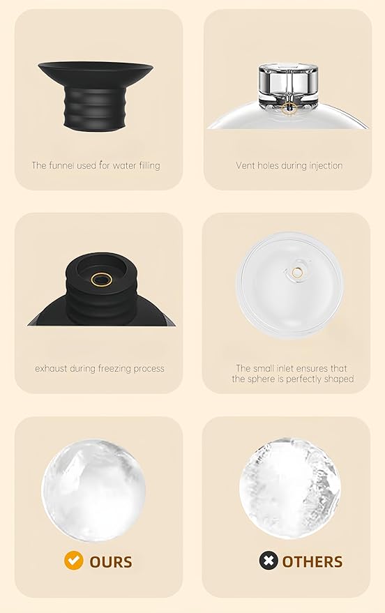 【Set of 4】 Ice Ball molds for cocktails, Bourbon, Whiskey Round Silicone Sphere Ice Molds with Funnel, Large Ice Cube Maker 2.4 Inch Ice big Balls trays, 2-in-1 Funnel Lid W-K8 (Deep Green)