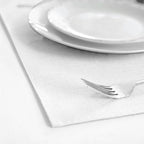 Linen Placemats Set of 8, Machine Washable, Heat Resistant, Wrinkle Free, Thick Polyester Kitchen Place Mats for Dining Table (White)