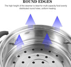 PRETYZOOM Stainless Steel Steamer Pot 9 Inch with Lid Multi-Use Cooking Steamer for Vegetables Seafood Soup Kitchen Cookware