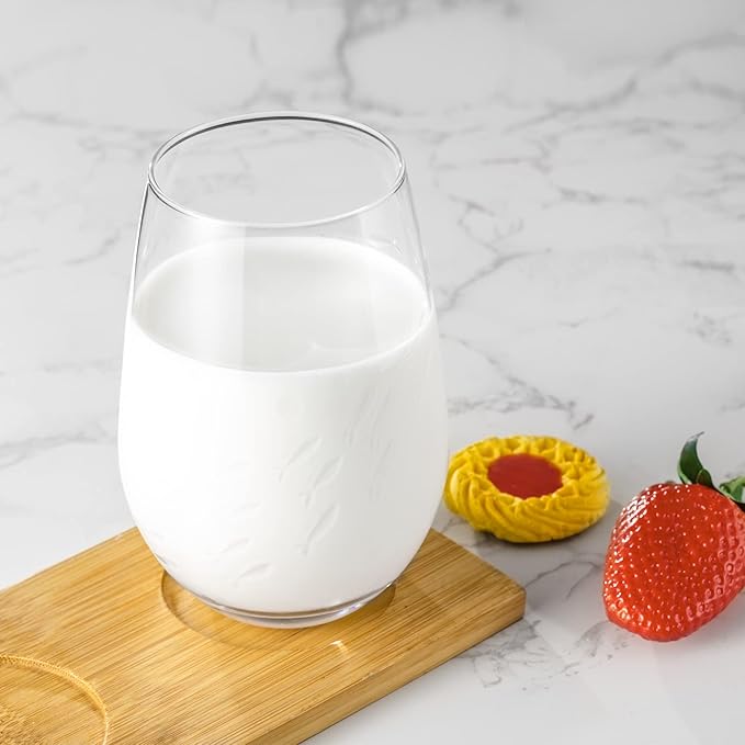 SHOSHIN Stemless Wine Glass, 18Oz Wine Glasses Set of 4, Hand Cut Premium Unique Wine Glasses, Crystal Wine Glass for Red and White Wine, Handmade Gifts for Women, Men and Friends