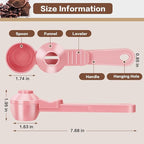 2-in-1 Coffee Scoop with Funnel, 2 Teaspoon Measuring Spoon for Reusable K Cups, Ground Coffee, Protein Powder & Tea, Mess-Free Plastic Design (Pink)