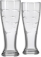 Rolf Glass School of Fish 16oz Beer Pilsner | Set of 2 | Craft Beer Glasses | Designed and engraved in the USA
