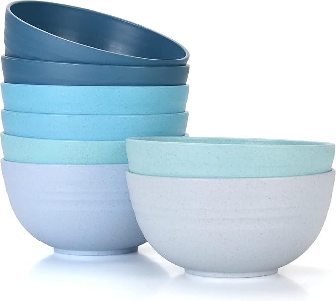 Homestockplus Cereal Bowls 24 OZ Microwave and Dishwasher Safe Bowl BPA-Free Eco-Friendly Bowl Sets Mixed Color for Cereal, Salad, Soup, Rice[Set of 8]