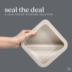 Ceramic Coated Glass Food Storage Container | No PTFE, PFOA, PFAS, and BPA | Reusable Non Toxic Meal Prep Container with Glass Lid | Easy To Store | 8 Cup Square [Crema]