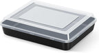 E-far 12.5 x 9.7 Inch Baking Pan with Lid, Nonstick Stainless Steel Rectangle Cake Pan with Cover for Baking Brownies Casseroles Lasagna, Stainless Steel Core & Nonstick Coating, Non-toxic & Oven Safe