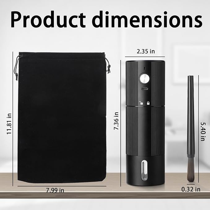 Electric Coffee Grinder Portable Conical Burr Coffee Grinder with 45 Adjustable Settings, Cordless Coffee Burr Grinder for Espresso, Home, Travel, Camping, Office (Black)