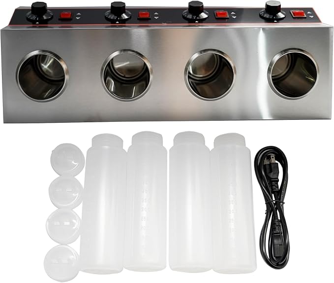 Commercial Electric Sauce Warmer Electric Cheese Sauce Warmer Hot Fudge Warmer Dispenser Cheese Dispenser Warmer with 4 Pump (4 Pump Head)