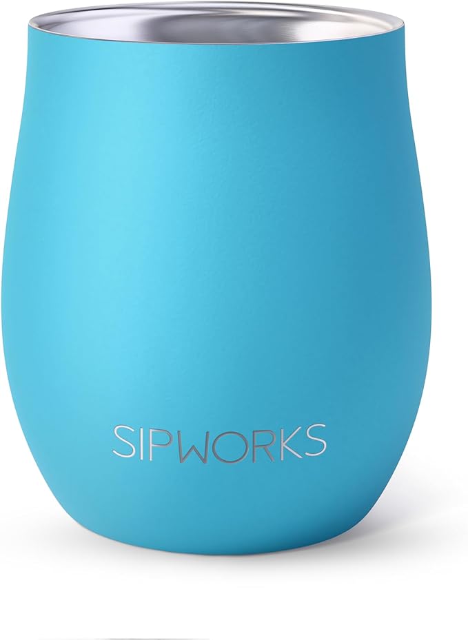 Sipworks Insulated Whiskey Tumbler - 8 oz Stainless Steel Bourbon Lowball Tumbler with Double Walled Vacuum Insulation - Spill Resistant Cocktail Nosing Glass Mug | Travel & Parties - Sky Blue