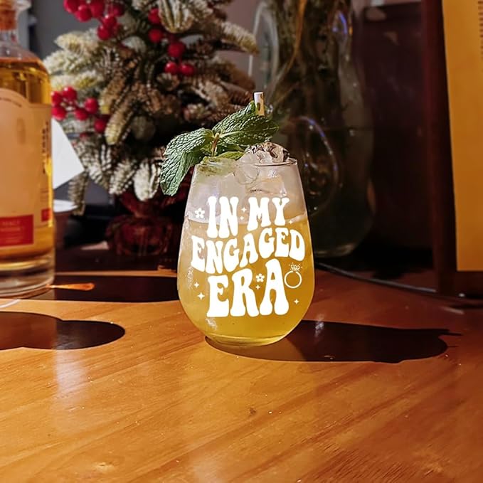 In My Engaged Era Wine Glass, Engagement Gifts for Her Women, Bride to Be Gifts, Engagement Christmas Gifts for Bride, Her Women-121