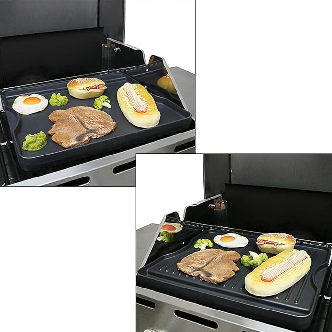 Utheer Reversible Grill Griddle for All Camp Chef 14" & 16" Stoves Cast Iron Griddle, for Camp Chef Explorer 2-Burner Stove,3-Burner, Single Burner Outdoor Stove, 1 Pack