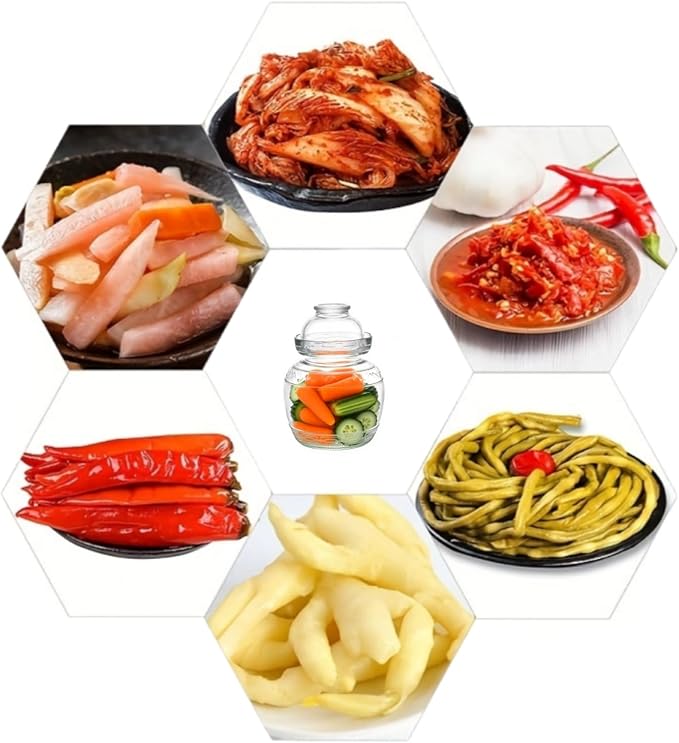 Glass Jar with Lid Pickle Jar, 1.5L Wide Mouth Fermentation Jar Crock for Pickles Kimchi, Sauerkraut, Kombuch Vegetables Paocai Jar Pot, Thickning