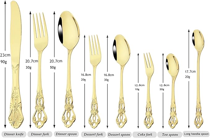 Royal 24-piece Mirror Champagne Gold Silverware Dinnerware, 18/10 Stainless Steel Luxury Flatware Service For 6 Include Knives/Forks/Spoons/Teaspoons, Dishwasher Safe