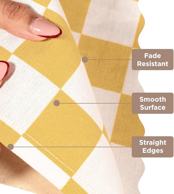 Folkulture Table Runner | Table Runners 90 inches Long | Checkered Table Runner for Farmhouse Decor or Boho Decor | Yellow Table Runners for Dining Room Table Decor | Table Decorations for Party