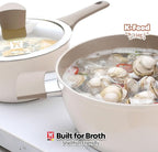 Aluminum Stock Pot with 7-Layered Ceramic Coating, Non-Stick Surface, Tempered Glass Lid, Dual Heat-Resistant Handles, PFOA, PFAS, Lead, Cadmium Free, All Cooktops 5.34L / 5.64Quarts