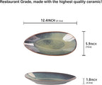 Serving Platter Olives Plate Set of 4, Large Serving Tray for Entertaining, Porcelain Trays and Platters, Salad Appetizer Tray,Dishwasher & Microwave Safe, 12.4 Inch