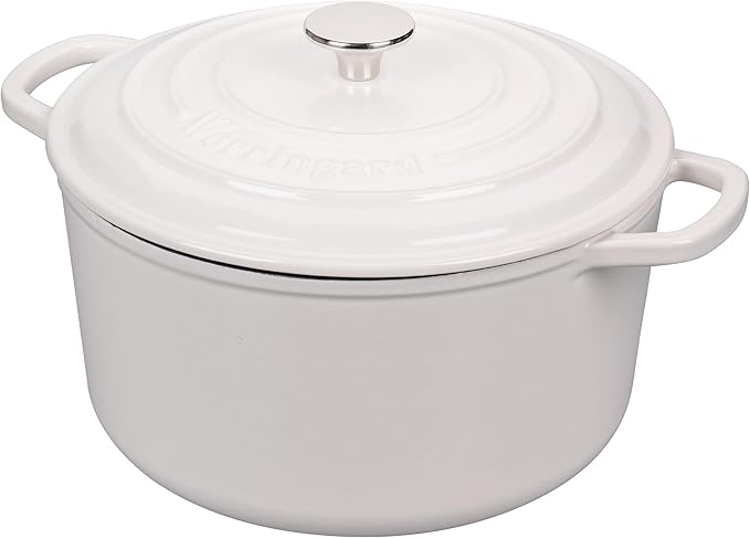 Enameled Cast Iron Dutch Oven Pot with Lid, for Sourdough Bread Baking, Round Dutch Ovens, 4.5 Quart, White