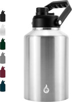 BJPKPK One Gallon(128 oz) Insulated Water Bottle, Dishwasher Safe Stainless Steel Thermos, BPA Free Jug with Ergonomic Handle & Anti-slip Bottom, Large Water Bottle,Stainless Steel