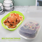 DOERDO Microwave Steamer with Lid, Plastic Vegetable Steamer for Cooking Vegetables and Seafood, 10.4x8.1 Inch, Green